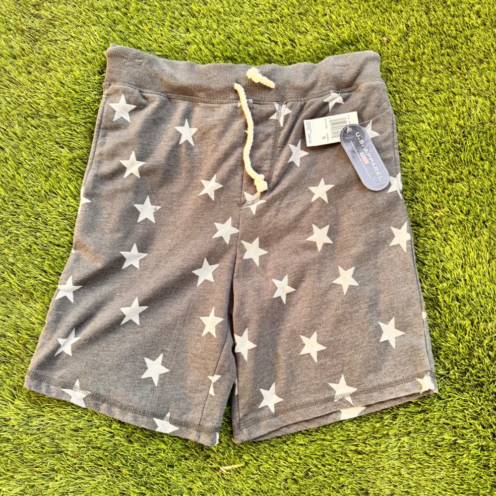U.S. Apparel Mens Star Print Lounge Shorts Gray White Size S NWT Comfy Casual